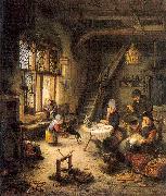 Ostade, Adriaen van Peasant Family in an Interior Sweden oil painting artist